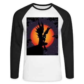 Scary Death Monster Creepy Moon Halloween Costume - Unisex Long Sleeve Baseball T-Shirt - white/black - Front - Nik (191cm)