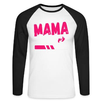 Werdende Mama 2023 - Unisex Baseballshirt langarm - Weiß/Schwarz - Vorne - Nik (191cm)