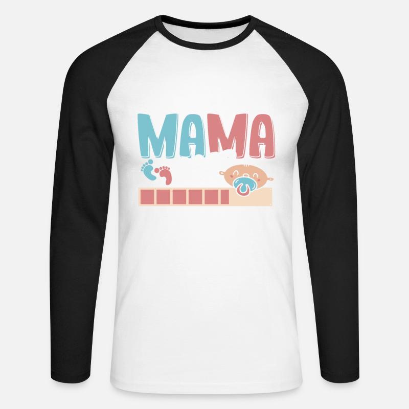 Ich werde Mama 2023 Loading - Unisex Baseballshirt langarm - Weiß/Schwarz