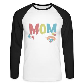 First Time Mom Mom 2023 - Unisex Long Sleeve Baseball T-Shirt - white/black - Front - Nik (191cm)
