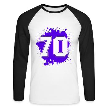 70 Number of blobs - Unisex Long Sleeve Baseball T-Shirt - white/black - Front - Nik (191cm)