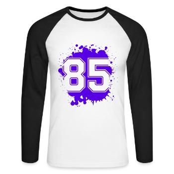 85 Number of blobs - Unisex Long Sleeve Baseball T-Shirt - white/black - Front - Nik (191cm)