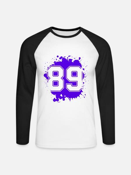 89 Number of blobs - Unisex Long Sleeve Baseball T-Shirt - white/black
