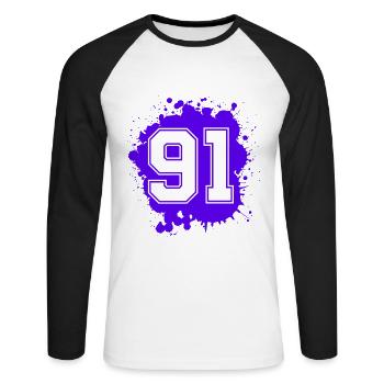 91 Number of blobs - Unisex Long Sleeve Baseball T-Shirt - white/black - Front - Nik (191cm)