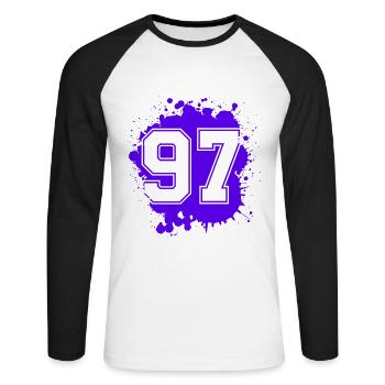 97 Nombre d’objets blob - T-shirt baseball manches longues Homme - blanc/noir - Devant - Nik (191cm)
