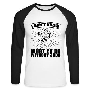 Judo Je ne sais pas quel combattant s’entraîne Au Karaté - T-shirt baseball manches longues Homme - blanc/noir - Devant - Nik (191cm)