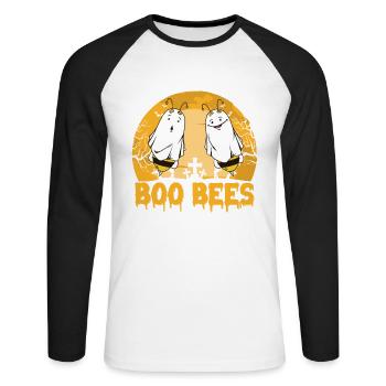 Boo Bees Bee Lover Halloween Costume Halloween Eve - T-shirt baseball manches longues Homme - blanc/noir - Devant - Nik (191cm)
