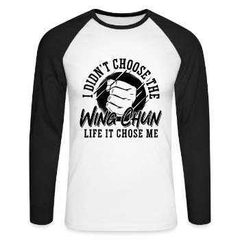 Je n’ai pas choisi Wing Chun Fighter Kung Fu Fight - T-shirt baseball manches longues Homme - blanc/noir - Devant - Nik (191cm)