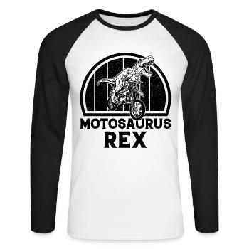 Dirt Bike MotoSaurus Motocross Dinosaur Dirtbike D - Unisex Long Sleeve Baseball T-Shirt - white/black - Front - Nik (191cm)