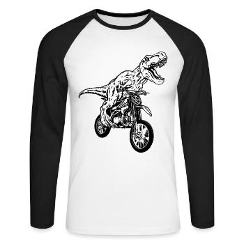 Dirt Bike Dinosaur Dirtbike Dino - Motocross Dino - Unisex Long Sleeve Baseball T-Shirt - white/black - Front - Nik (191cm)