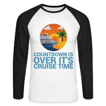 Der Countdown Ist Vorbei, Es Ist Kreuzfahrtzeit - Unisex Baseballshirt langarm - Weiß/Schwarz - Vorne - Nik (191cm)