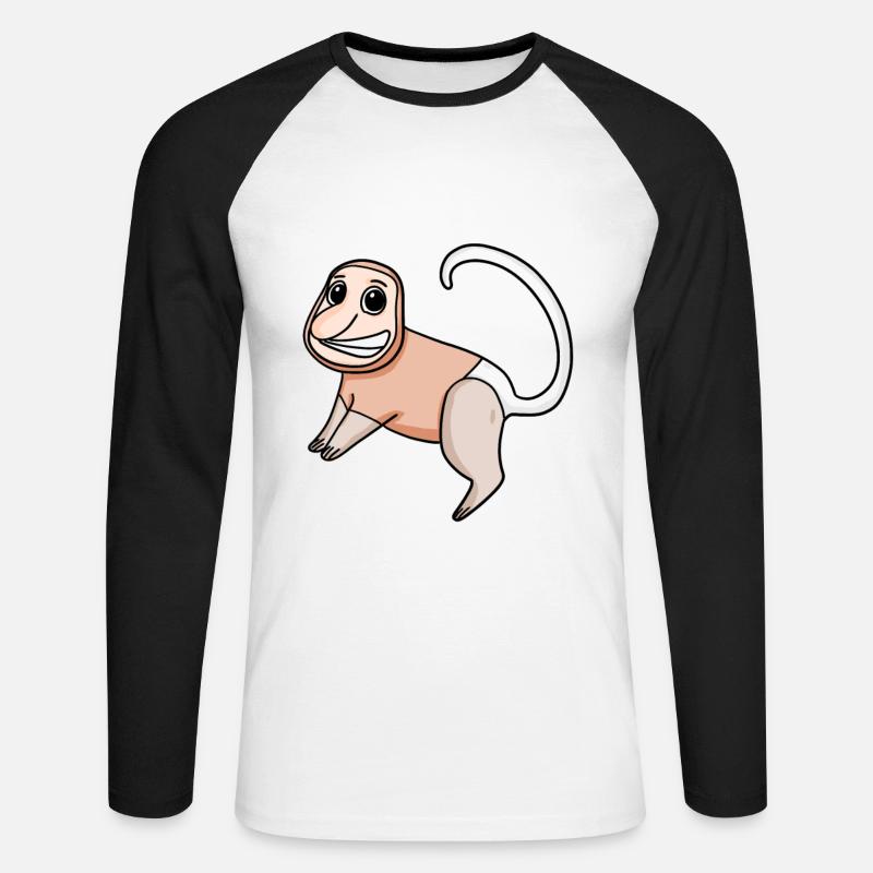 Proboscis Monkey Monkey Monkey - Unisex Long Sleeve Baseball T-Shirt - white/black
