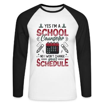 Ja, Ich Bin Ein Schulberater Nein. - Unisex Baseballshirt langarm - Weiß/Schwarz - Vorne - Nik (191cm)