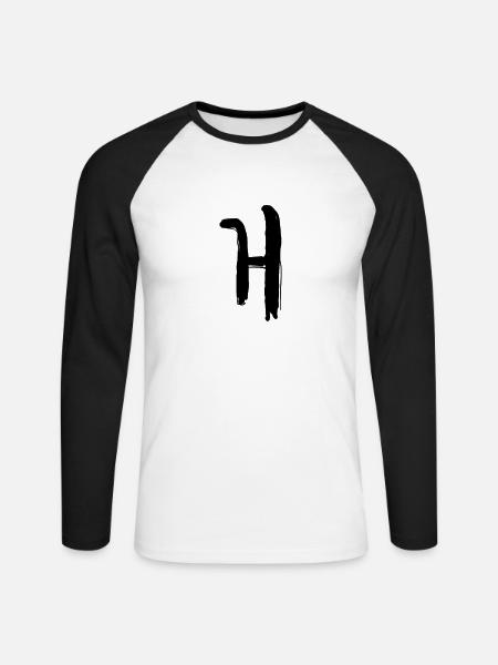 Korean letter Ae - Unisex Long Sleeve Baseball T-Shirt - white/black