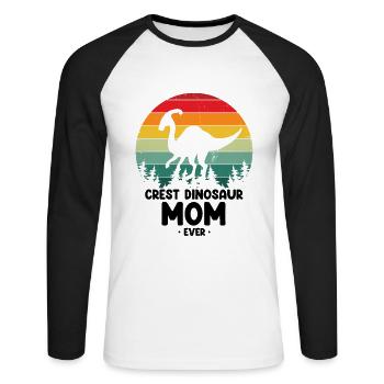 Crest Dinosaur Mama pour Parasaurolophus - T-shirt baseball manches longues Homme - blanc/noir - Devant - Nik (191cm)