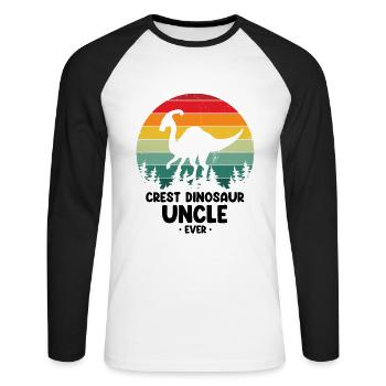 Crest Dinosaur Uncle pour Parasaurolophus - T-shirt baseball manches longues Homme - blanc/noir - Devant - Nik (191cm)