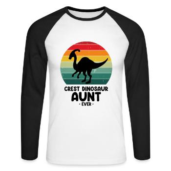 Paläontologie-Lehrer und Parasaurolophus Motif - Unisex Baseballshirt langarm - Weiß/Schwarz - Vorne - Nik (191cm)
