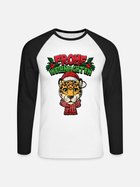 Frohe Weihnachten - Unisex Baseballshirt langarm - Weiß/Schwarz