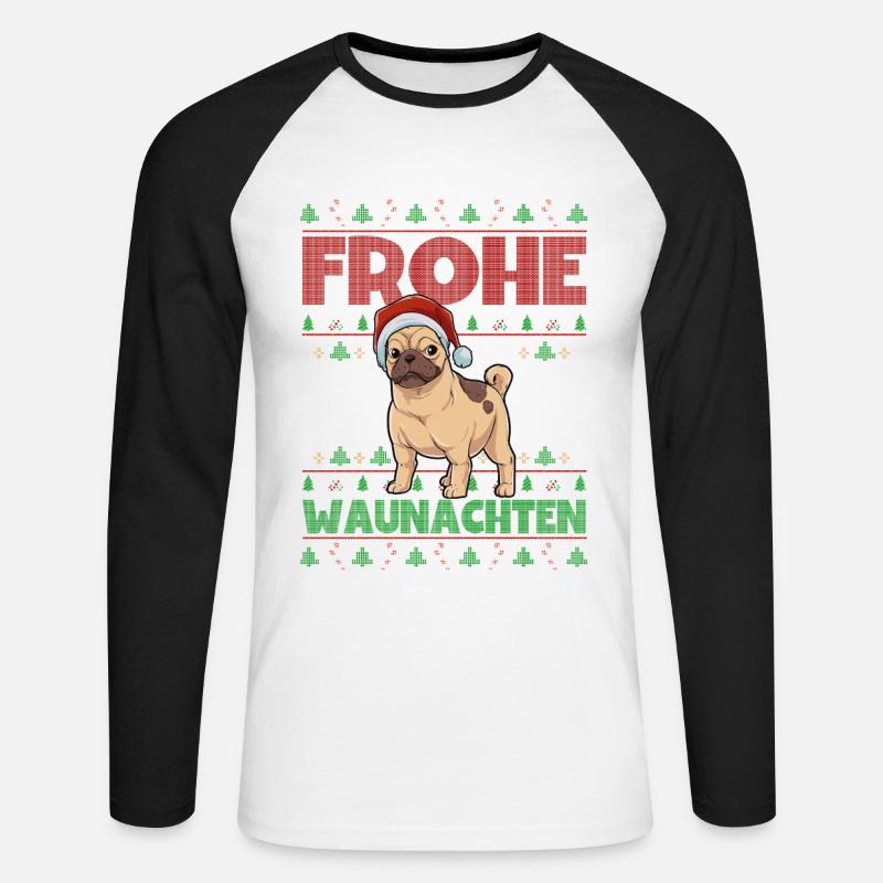 Frohe Weihnachten Mobs - Unisex Baseballshirt langarm - Weiß/Schwarz