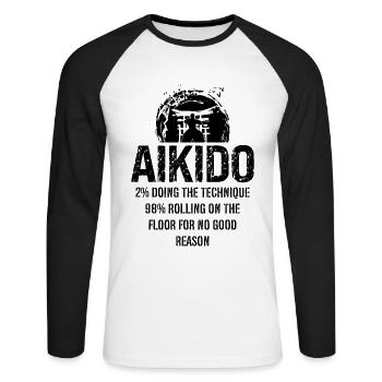 Samurai Fighter Aikido 2% Doing The Technique 98% - Unisex Baseballshirt langarm - Weiß/Schwarz - Vorne - Nik (191cm)