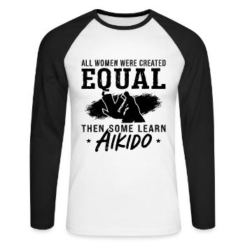 Aikido All Women Were Fighter Samurai Martial Arts - Unisex Baseballshirt langarm - Weiß/Schwarz - Vorne - Nik (191cm)