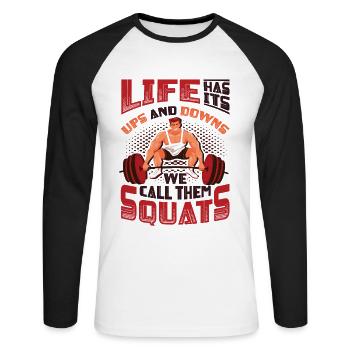 La vie a ses hauts et ses bas. - T-shirt baseball manches longues Homme - blanc/noir - Devant - Nik (191cm)
