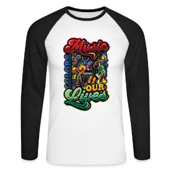 Music Colors Our Life Music Lovers Music Teachers - Unisex Long Sleeve Baseball T-Shirt - white/black - Front - Nik (191cm)