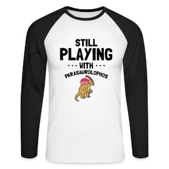 Dinosaur Motif for Paleontologists - Unisex Long Sleeve Baseball T-Shirt - white/black - Front - Nik (191cm)