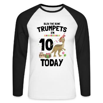 Parasaurolophus for dinosaurs and fosil hunters - Unisex Long Sleeve Baseball T-Shirt - white/black - Front - Nik (191cm)