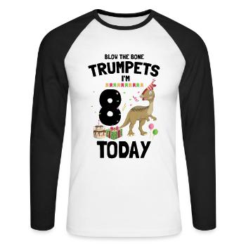 Dinosaur Motif for Paleontologists - Unisex Long Sleeve Baseball T-Shirt - white/black - Front - Nik (191cm)