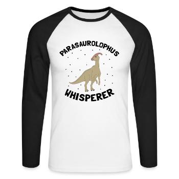 Paläontologie-Lehrer und Parasaurolophus Motif - Unisex Baseballshirt langarm - Weiß/Schwarz - Vorne - Nik (191cm)