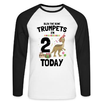 Dinosaur Motif for Paleontologists - Unisex Long Sleeve Baseball T-Shirt - white/black - Front - Nik (191cm)