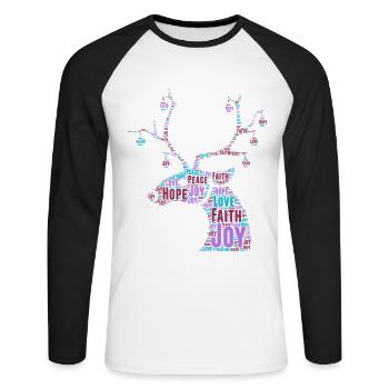 Noël Noël Noël No� - T-shirt baseball manches longues Homme - blanc/noir - Devant - Nik (191cm)