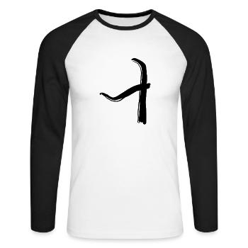 Korean letter Ui - Unisex Long Sleeve Baseball T-Shirt - white/black - Front - Nik (191cm)