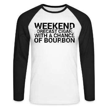 Wochenendprognose Zigarren Mit Bourbon-chance - Unisex Baseballshirt langarm - Weiß/Schwarz - Vorne - Nik (191cm)