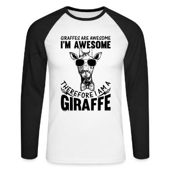 Les girafes sont géniales, je suis géniale, donc je suis un - T-shirt baseball manches longues Homme - blanc/noir - Devant - Nik (191cm)