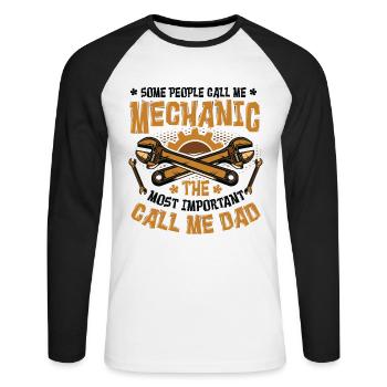Mechaniker Das Wichtigste Call Me Dad - Unisex Baseballshirt langarm - Weiß/Schwarz - Vorne - Nik (191cm)