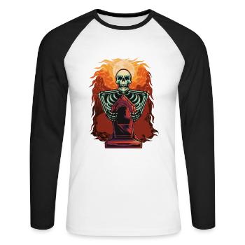 Skelett-grabstein-halloween-kostüm Halloween - Unisex Baseballshirt langarm - Weiß/Schwarz - Vorne - Nik (191cm)