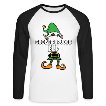 Großer Bruder Elf Partnerlook Weihnachten - Unisex Baseballshirt langarm - Weiß/Schwarz - Vorne - Nik (191cm)