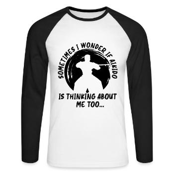 Aikido Sometimes I Fighter Samurai Martial Arts - Unisex Baseballshirt langarm - Weiß/Schwarz - Vorne - Nik (191cm)