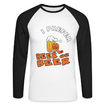 I Prefer Beer or Beer Halloween Trick or Tread - Unisex Long Sleeve Baseball T-Shirt - white/black - Front - Nik (191cm)