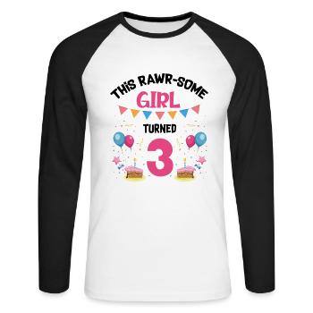 Parasaurolophus Girls Design Fête d’anniversaire - T-shirt baseball manches longues Homme - blanc/noir - Devant - Nik (191cm)