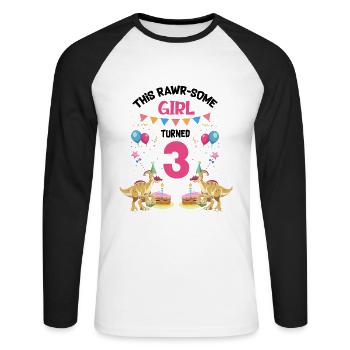 Parasaurolophus Enfants pour l’anniversaire des dinosaures - T-shirt baseball manches longues Homme - blanc/noir - Devant - Nik (191cm)