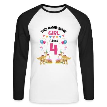 Parasaurolophus Enfants pour l’anniversaire des dinosaures - T-shirt baseball manches longues Homme - blanc/noir - Devant - Nik (191cm)