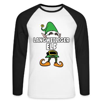 Langweiliger Elf Partnerlook Weihnachten - Unisex Baseballshirt langarm - Weiß/Schwarz - Vorne - Nik (191cm)