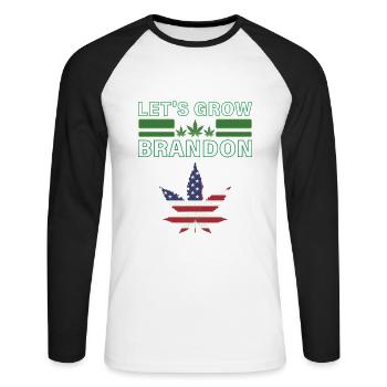 Lasst uns Brandon Cannabis Marihuana Legalisierung wachsen lassen - Unisex Baseballshirt langarm - Weiß/Schwarz - Vorne - Nik (191cm)