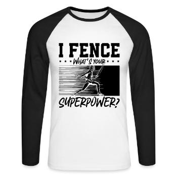 I Fence What's Your Fencing Longsword Epee Fencer - Unisex Baseballshirt langarm - Weiß/Schwarz - Vorne - Nik (191cm)