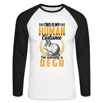 Just a Degu Costume Rodent Crash Rat - Unisex Long Sleeve Baseball T-Shirt - white/black - Front - Nik (191cm)