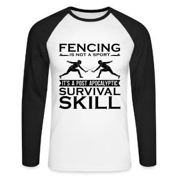 Fencing Is Not A Sport It's Sword Epee Duel Fencer - Unisex Baseballshirt langarm - Weiß/Schwarz - Vorne - Nik (191cm)