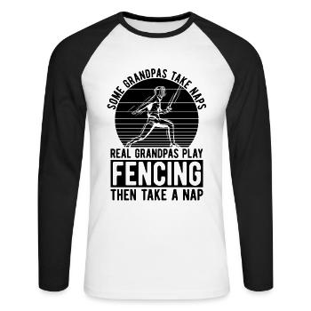 Some Grandpas Take Fencing Retro Sword Duel Fencer - Unisex Baseballshirt langarm - Weiß/Schwarz - Vorne - Nik (191cm)